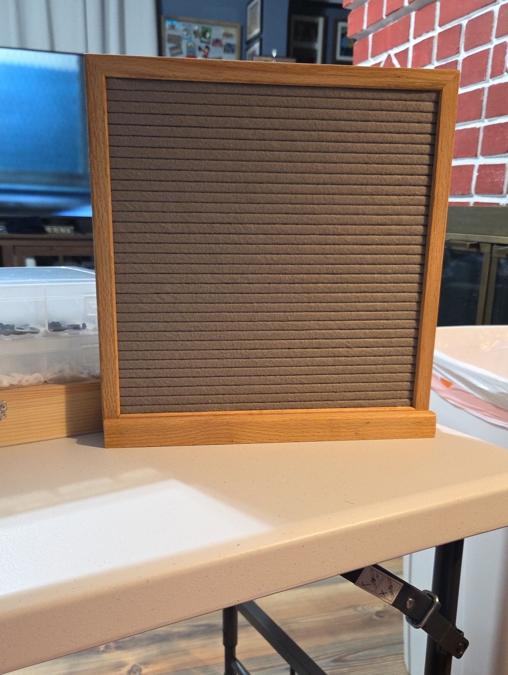 Wood Frame Black And Gray Felt Letter Board